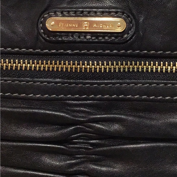 ETIENNE AIGNER Ruched Genuine Leather Crossbody Bag, Black - Picture 4 of 7